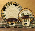 Cabin Place: $70 Off Black Bear Forest 4 Place Setting, 16 Piece Dinnerware Set