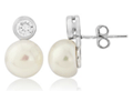 Argent Of London: CZ Stud Earrings With Drop Pearl (1482) For £48
