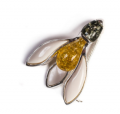 Henryka: Small Amber, White Coral & Silver Snowdrop Brooch For £60