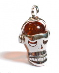 Henryka: £77 For Amber & Silver Skull Head Pendant With Silver Chain CH4/006