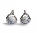 Henryka: Silver Leaf Stud Earrings With Agate Sphere As Low As £19