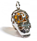 Henryka: £78 For Amber & Silver Fancy Skull Pendant With Silver Chain CH4/006