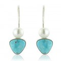 Argent Of London: Turquoise And Pearl Drop Earrings (1328)+ Free Shipping