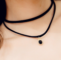 Azbro: Black Round Crystal Necklace